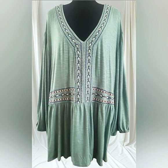 Boho 3XL Floral Knit Embroidered Pullover Babydoll Cottagecore Tunic Top New - Picture 2 of 10